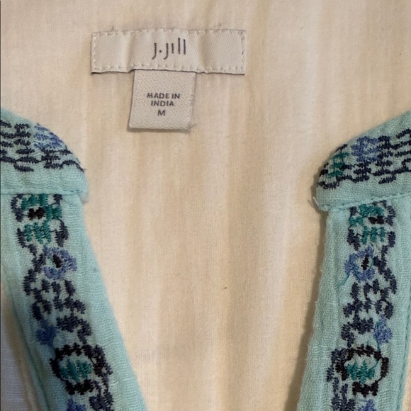 J jill White Tunic with Blue Embroidery - Picture 5 of 7